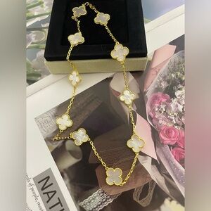 Women's Van Cleef Alhambra 10-Motif Mother-of-Pearl Gold Necklace